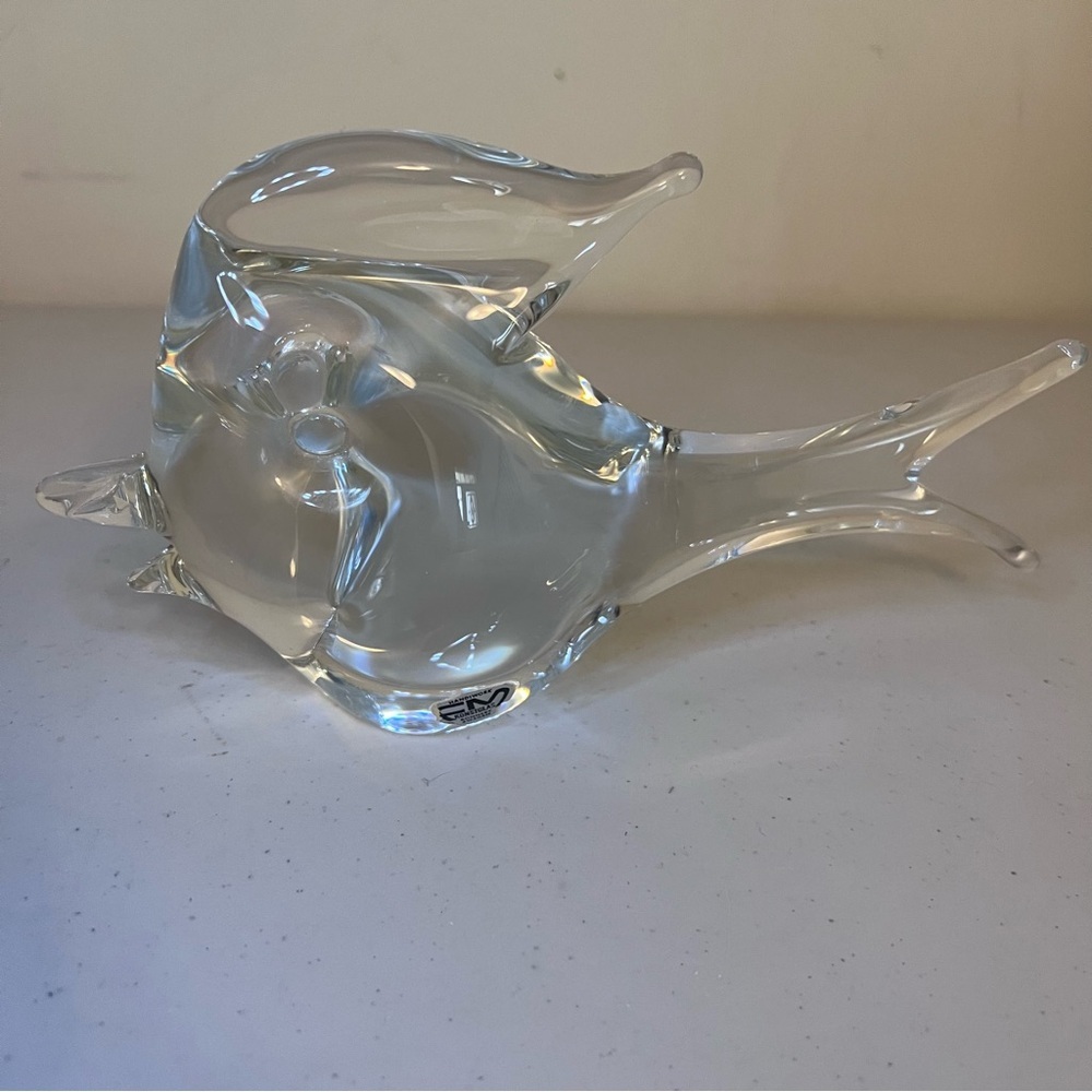 Vintage FM Konstglas / Ronneby / Marcolin Fumato Glass Fish - Signed
